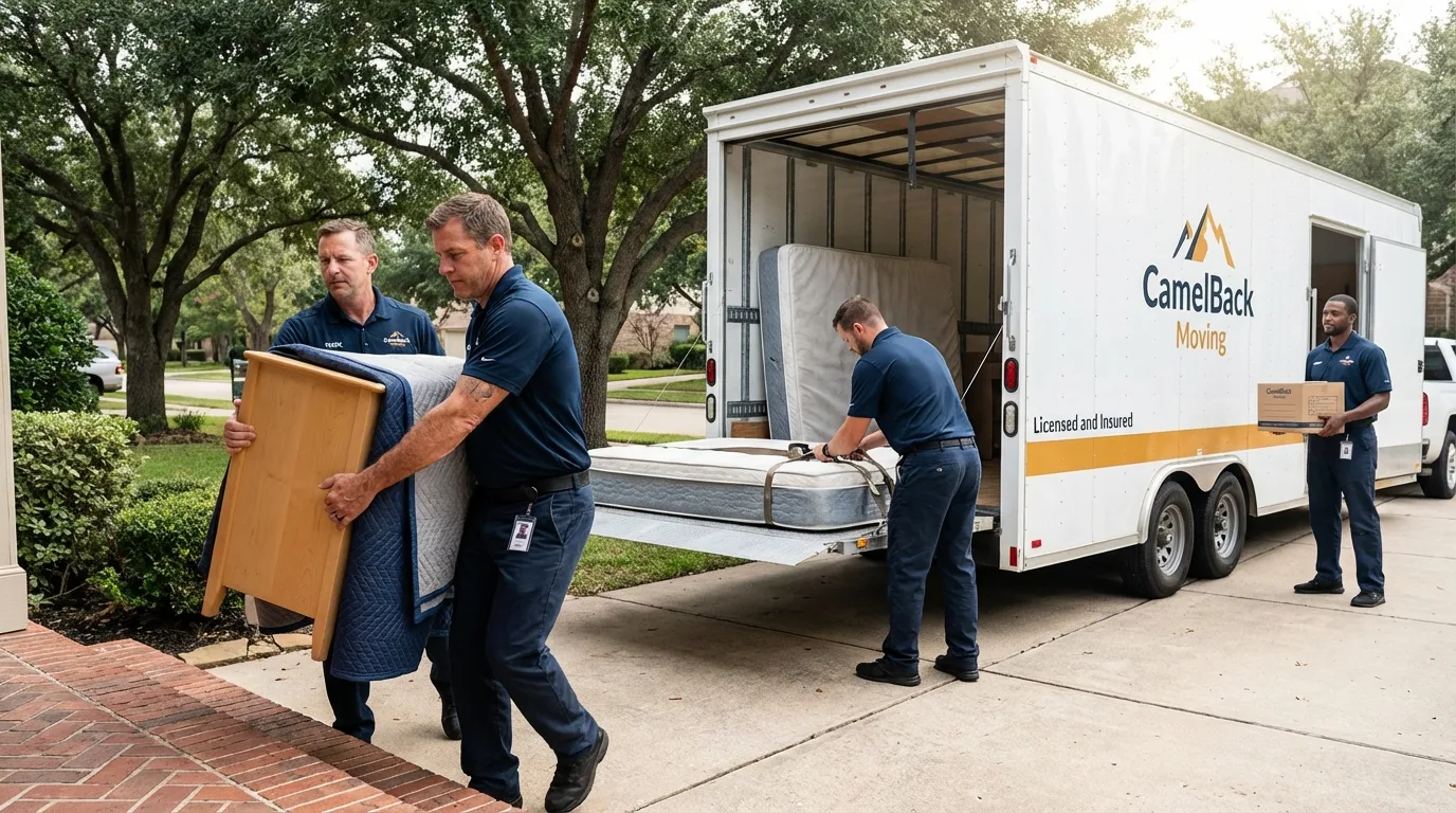 Crew loading residential truck for cross-state move from Howard, SD