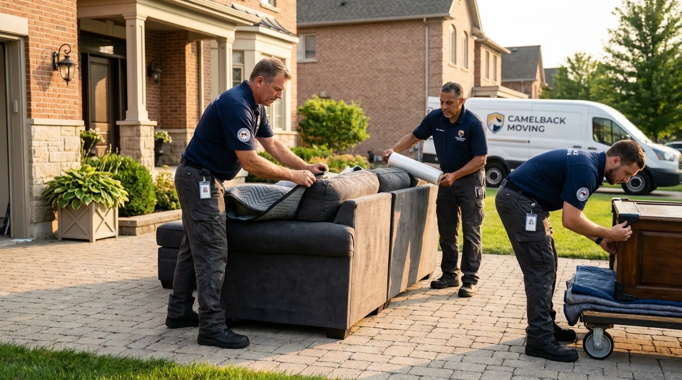 Large estate moving crew wrapping furniture in Howard, SD